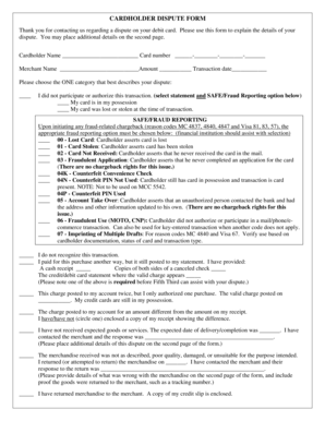 Debit Card Dispute Form