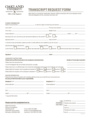 Transcript Request Form