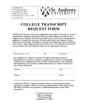 College Transcript Request Form