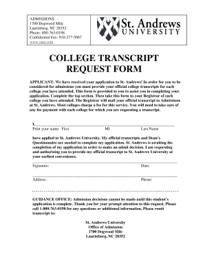 College Transcript Request Form