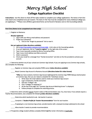 College Application Checklist