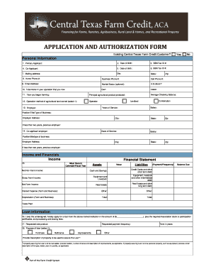 Central Texas Farm Credit Loan Application