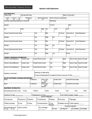 Certificate of incorporation example - Sprinter Credit Application