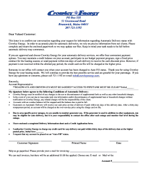 Crowley Energy Automatic Delivery Agreement