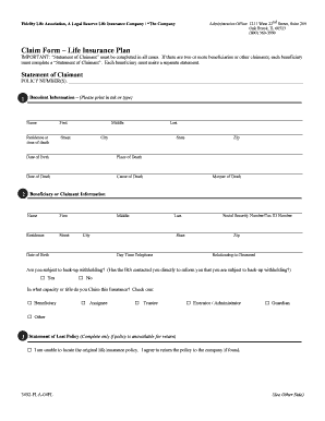 Life Insurance Claim Form
