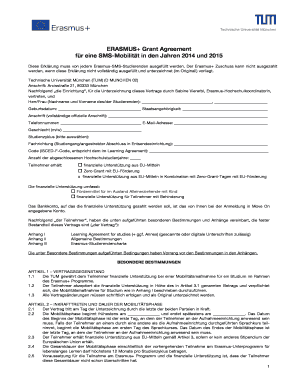 ERASMUS+ Zuschussvereinbarung