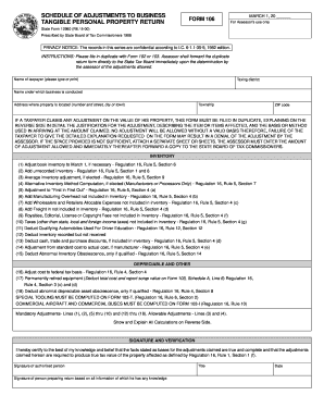 Indiana Tangible Personal Property Return Form 106