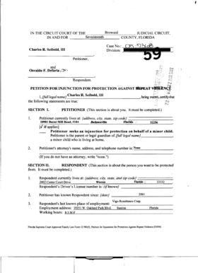 Petition for Injunction for Protection Against Repeat Violence
