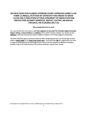 Florida Petition for Order to Show Cause for Injunction Violation