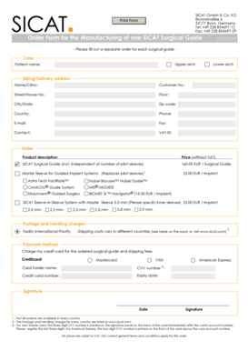 SICAT Surgical Guide Order Form