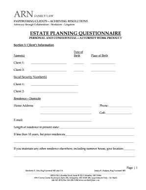 Estate Planning Questionnaire