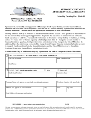 Automatic Payment Authorization Agreement
