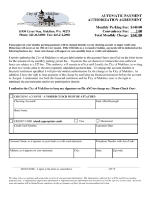 Automatic Payment Authorization Agreement