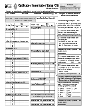 Certificate of Immunization Status (CIS)