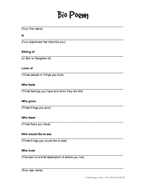 Bio Poem Template