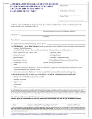 Authorization to Release Medical Records