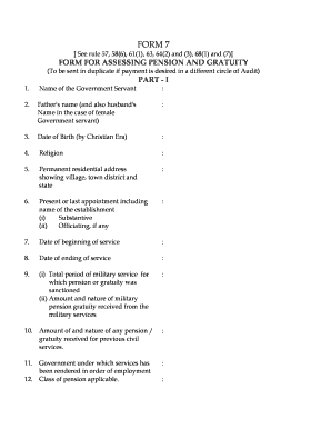 Tamil Nadu Pension and Gratuity Assessment Form