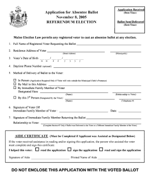 Maine Absentee Ballot Application