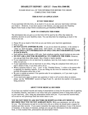 Disability Report Form SSA-3368-BK
