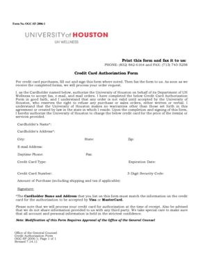 Credit Card Authorization Form