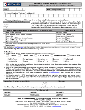Currency Derivative Segment Activation Application