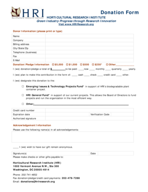 Horticultural Research Institute Donation Form