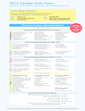 2015 Canada Order Form