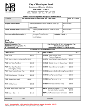 Plumbing Permit Application