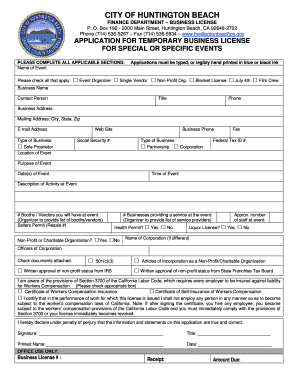 California Temporary Business License Application