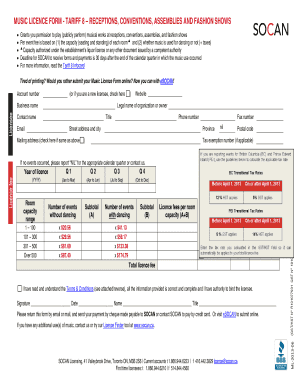 Music Licence Form - Tariff 8