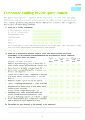 Eastbourne Parking Review Questionnaire