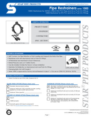 Joint Restraint Product Submittal Form