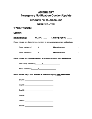Emergency Notification Contact Update Form