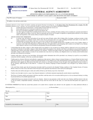 Accord général de mandat pour courtier en douane