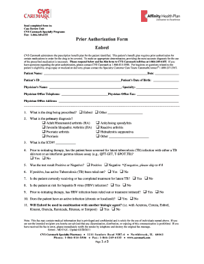 Enbrel Prior Authorization Form