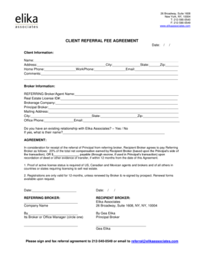 Client Referral Fee Agreement