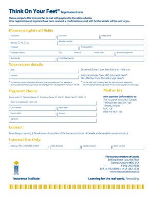 Think On Your Feet Registration Form