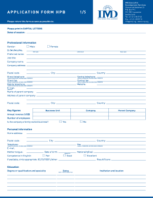 IMD Executive Development Application Form