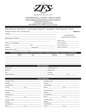 Confidential Credit Application and Security Agreement