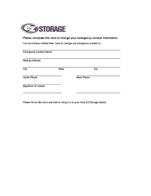 Change in Emergency Contact Form - EZ Storage