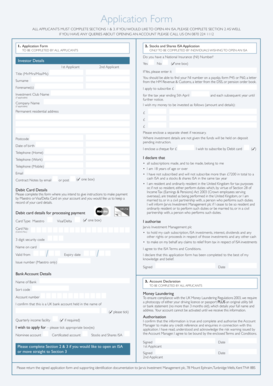 UK Stocks and Shares ISA Application Form