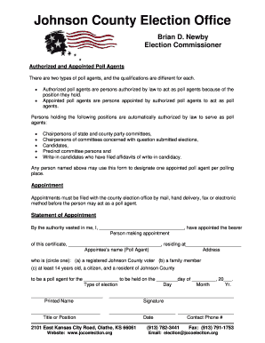 Kansas Poll Agent Appointment Form