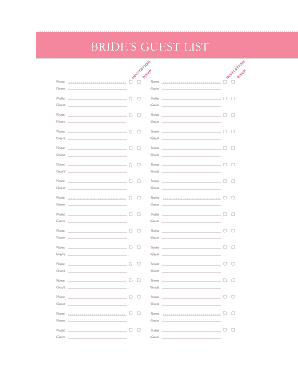 Wedding Guest List RSVP Form