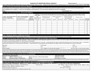 Kansas City Missouri Public Schools Free and Reduced Price Meals Application