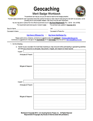 Geocaching Merit Badge Workbook