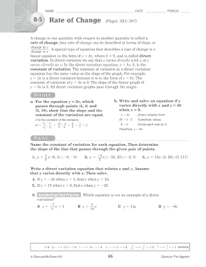 Rate of Change Worksheet