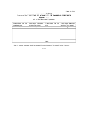 Railway Working Expenses Statement