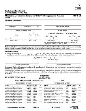 Mississippi Government Employees' Deferred Compensation Plan Enrollment Form