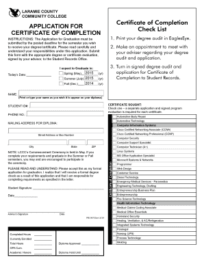 Laramie County Community College Certificate of Completion Application