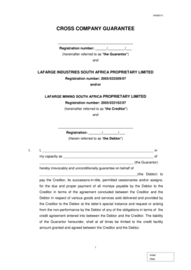 Cross Company Guarantee Agreement